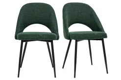 Chaises vintage en tissu effet velours texturé vert et métal noir (lot de 2) COSETTE