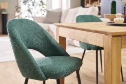 Chaises vintage en tissu effet velours texturé vert et métal noir (lot de 2) COSETTE