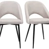 Chaises vintage en tissu effet velours texturé beige et métal noir (lot de 2) COSETTE