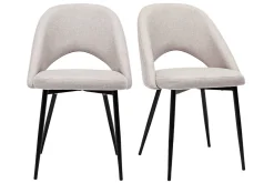 Chaises vintage en tissu effet velours texturé beige et métal noir (lot de 2) COSETTE