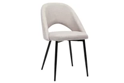 Chaises vintage en tissu effet velours texturé beige et métal noir (lot de 2) COSETTE