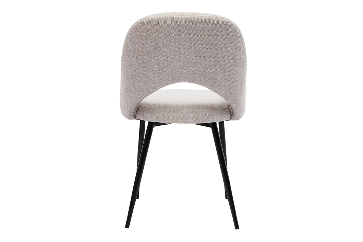Chaises vintage en tissu effet velours texturé beige et métal noir (lot de 2) COSETTE