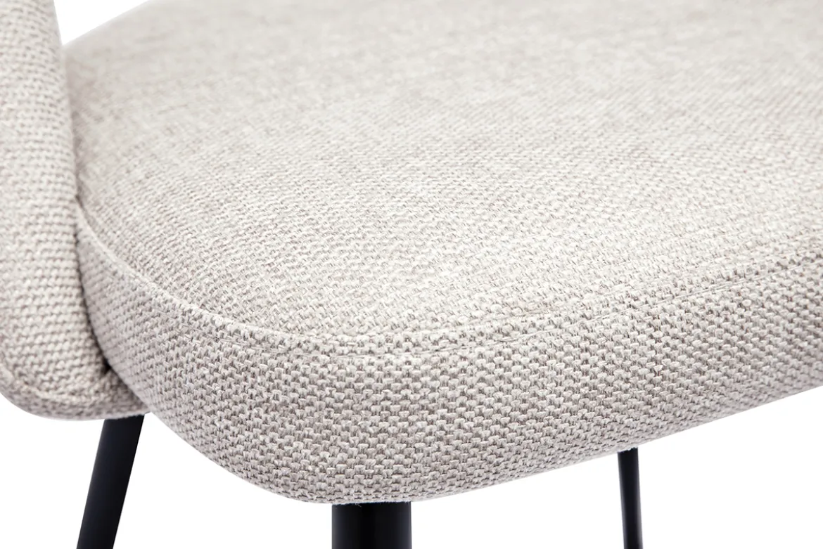 Chaises vintage en tissu effet velours texturé beige et métal noir (lot de 2) COSETTE