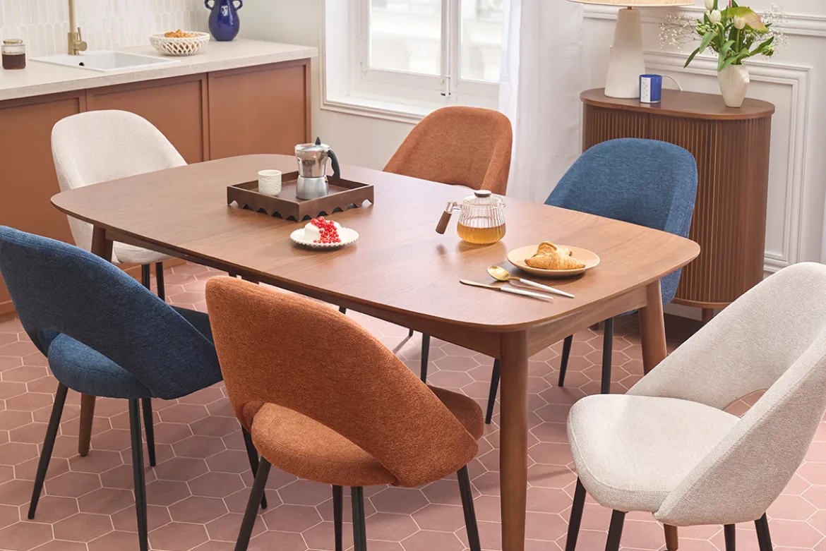 Chaises vintage en tissu effet velours texturé beige et métal noir (lot de 2) COSETTE