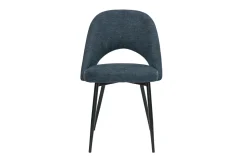 Chaises vintage en tissu effet velours texturé bleu foncé et métal noir (lot de 2) COSETTE