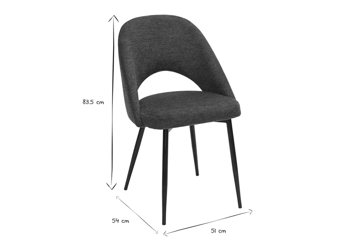 Chaises vintage en tissu effet velours texturé bleu foncé et métal noir (lot de 2) COSETTE