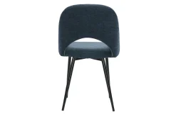 Chaises vintage en tissu effet velours texturé bleu foncé et métal noir (lot de 2) COSETTE