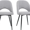 Chaises vintage en tissu effet velours texturé gris et métal noir (lot de 2) COSETTE