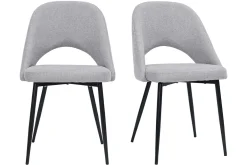 Chaises vintage en tissu effet velours texturé gris et métal noir (lot de 2) COSETTE