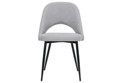 Chaises vintage en tissu effet velours texturé gris et métal noir (lot de 2) COSETTE