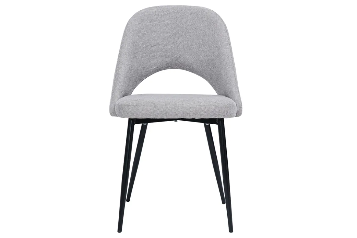 Chaises vintage en tissu effet velours texturé gris et métal noir (lot de 2) COSETTE