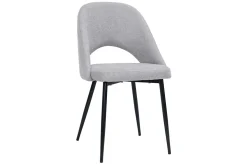 Chaises vintage en tissu effet velours texturé gris et métal noir (lot de 2) COSETTE