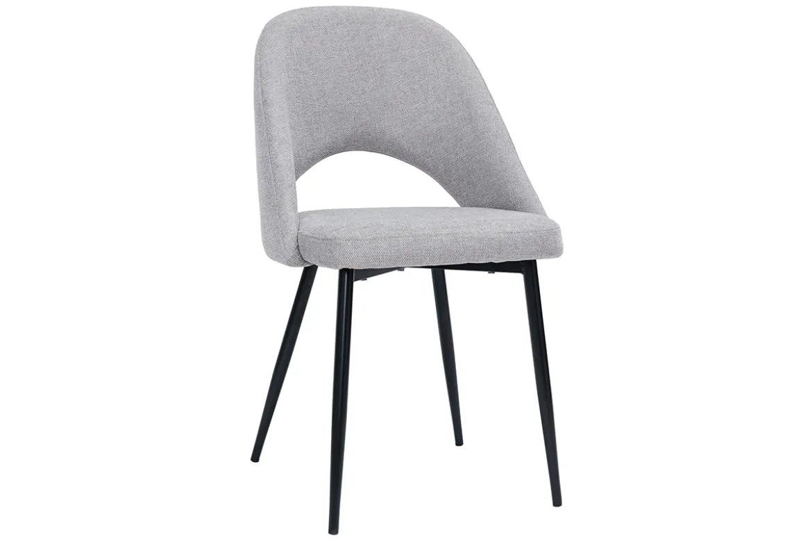 Chaises vintage en tissu effet velours texturé gris et métal noir (lot de 2) COSETTE