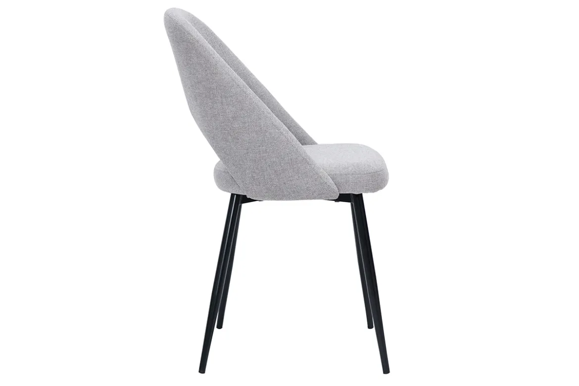 Chaises vintage en tissu effet velours texturé gris et métal noir (lot de 2) COSETTE