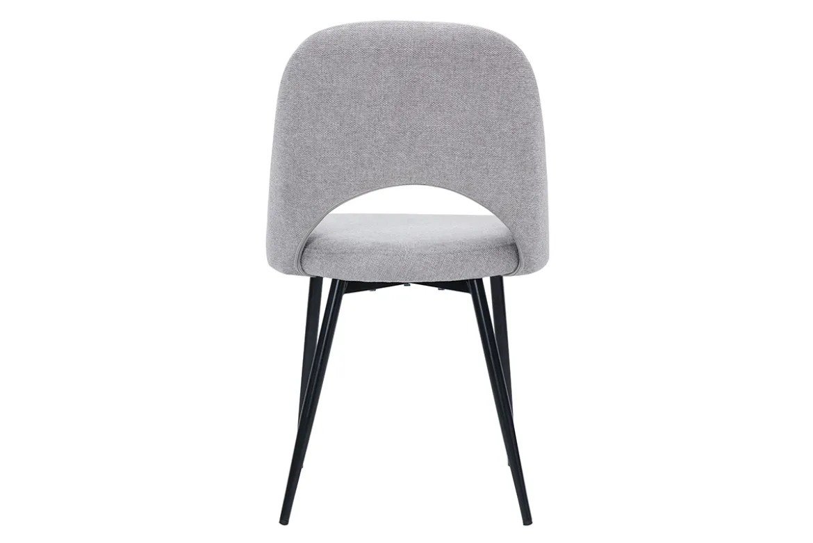 Chaises vintage en tissu effet velours texturé gris et métal noir (lot de 2) COSETTE