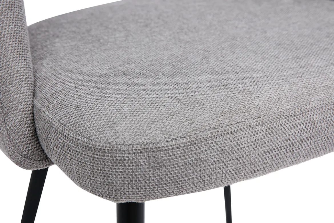 Chaises vintage en tissu effet velours texturé gris et métal noir (lot de 2) COSETTE