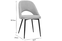 Chaises vintage en tissu effet velours texturé gris et métal noir (lot de 2) COSETTE
