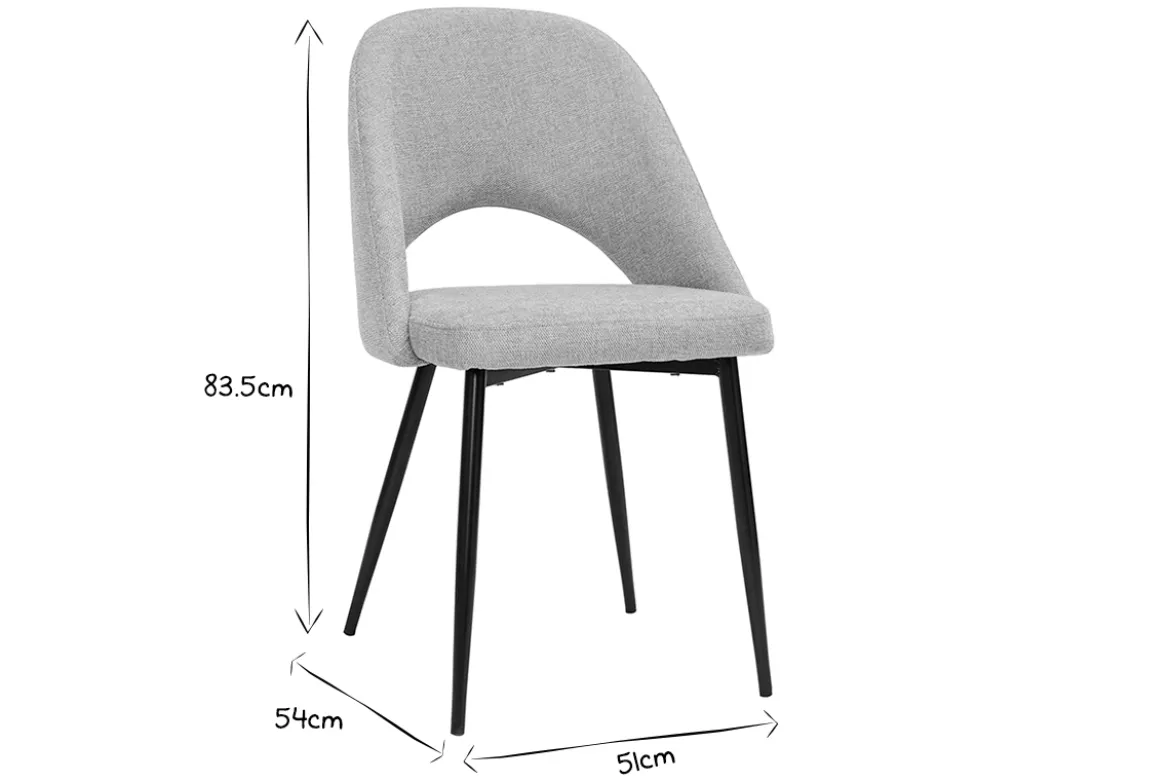 Chaises vintage en tissu effet velours texturé gris et métal noir (lot de 2) COSETTE
