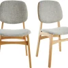 Chaises vintage en tissu gris clair et bois clair (lot de 2) SOQUETTE