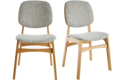 Chaises vintage en tissu gris clair et bois clair (lot de 2) SOQUETTE
