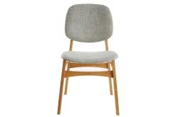 Chaises vintage en tissu gris clair et bois clair (lot de 2) SOQUETTE