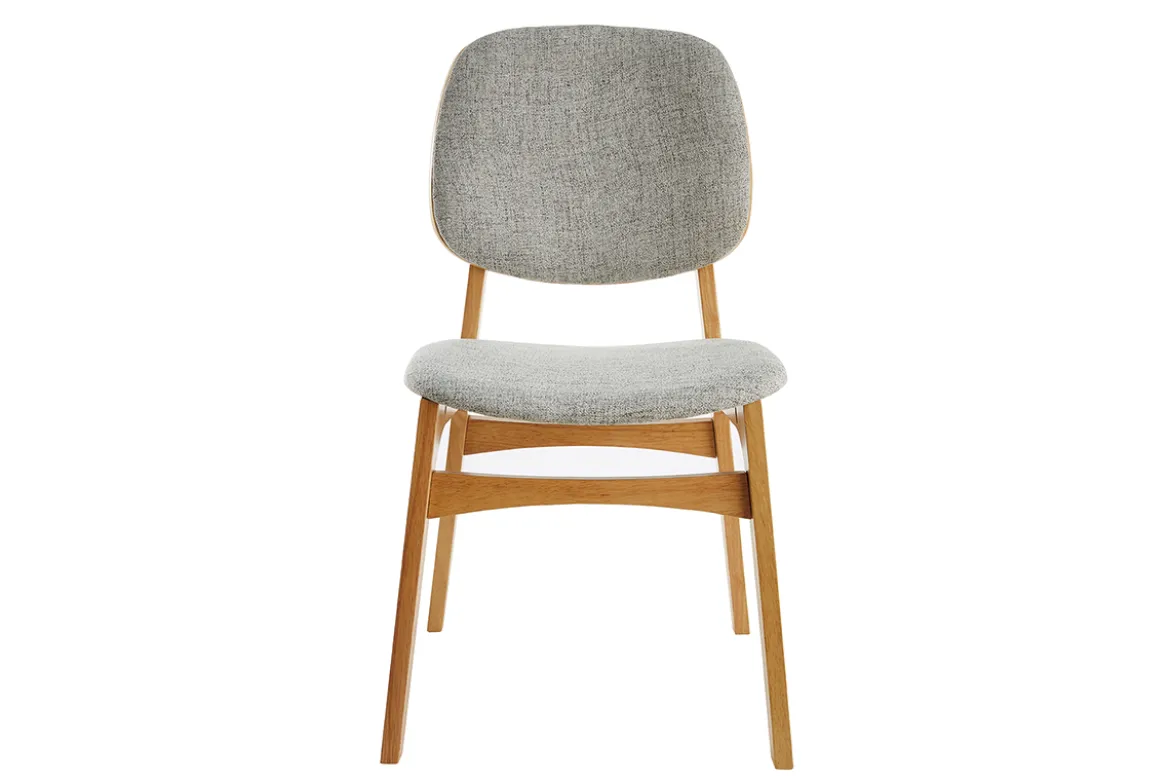 Chaises vintage en tissu gris clair et bois clair (lot de 2) SOQUETTE