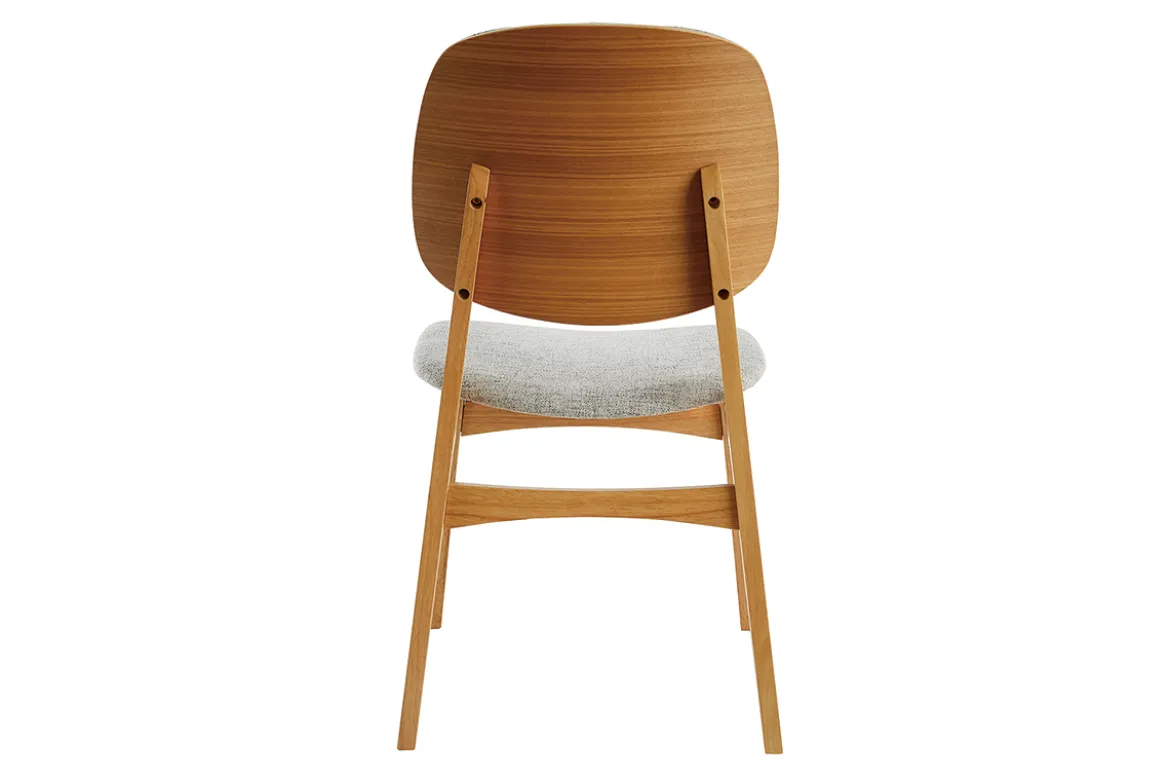 Chaises vintage en tissu gris clair et bois clair (lot de 2) SOQUETTE