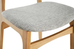 Chaises vintage en tissu gris clair et bois clair (lot de 2) SOQUETTE
