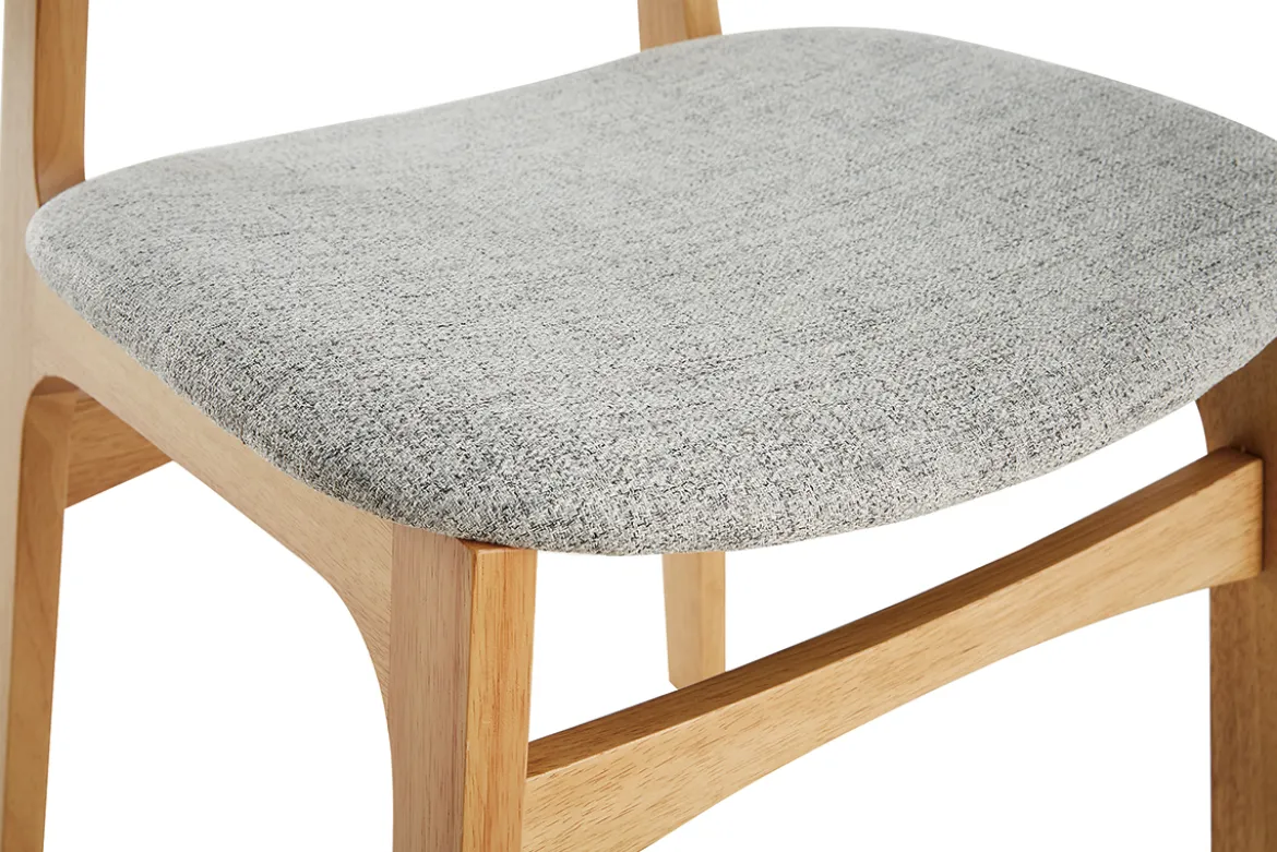 Chaises vintage en tissu gris clair et bois clair (lot de 2) SOQUETTE