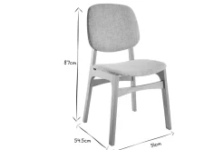 Chaises vintage en tissu gris clair et bois clair (lot de 2) SOQUETTE