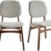Chaises vintage en tissu gris clair et bois foncé (lot de 2) SOQUETTE