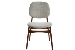 Chaises vintage en tissu gris clair et bois foncé (lot de 2) SOQUETTE