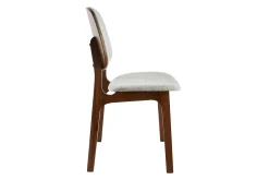 Chaises vintage en tissu gris clair et bois foncé (lot de 2) SOQUETTE