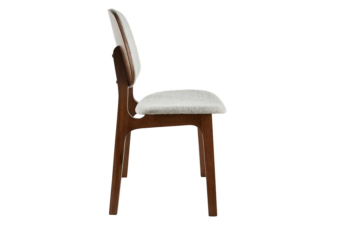 Chaises vintage en tissu gris clair et bois foncé (lot de 2) SOQUETTE