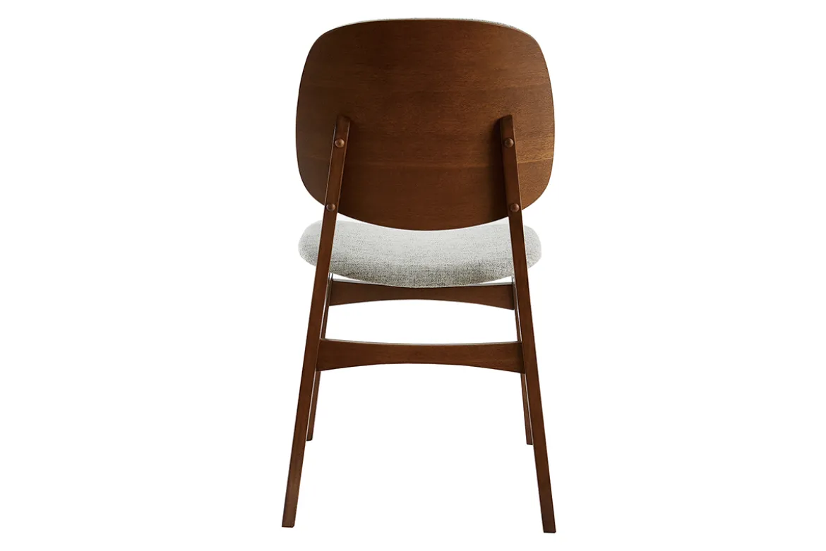 Chaises vintage en tissu gris clair et bois foncé (lot de 2) SOQUETTE
