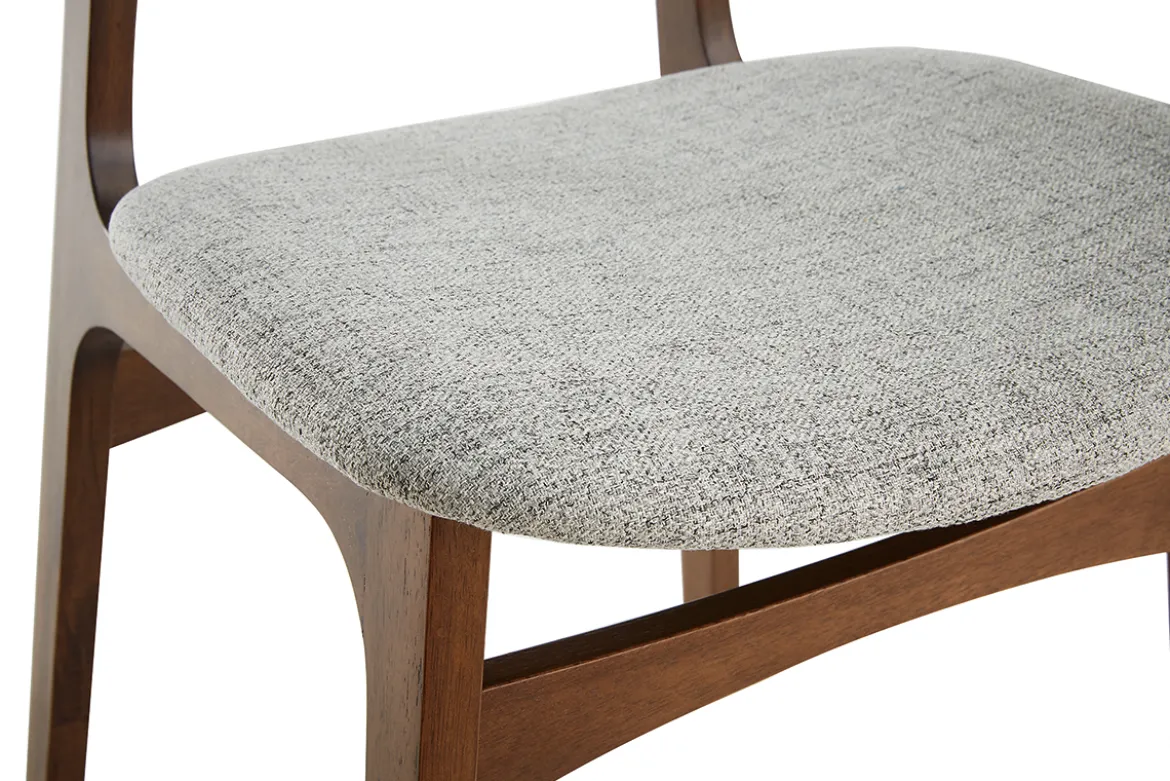 Chaises vintage en tissu gris clair et bois foncé (lot de 2) SOQUETTE