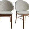 Chaises vintage en tissu gris clair et bois foncé (lot de 2) SPIKE
