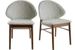 Chaises vintage en tissu gris clair et bois foncé (lot de 2) SPIKE