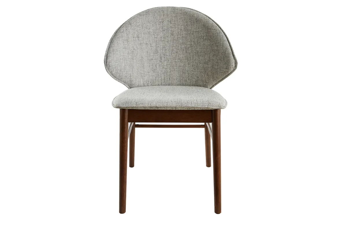 Chaises vintage en tissu gris clair et bois foncé (lot de 2) SPIKE