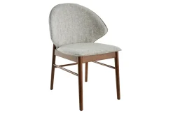 Chaises vintage en tissu gris clair et bois foncé (lot de 2) SPIKE