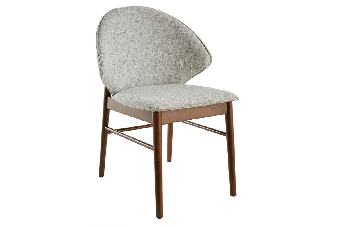 Chaises vintage en tissu gris clair et bois foncé (lot de 2) SPIKE
