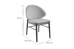 Chaises vintage en tissu gris clair et bois foncé (lot de 2) SPIKE