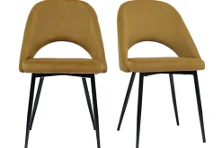 Chaises vintage en tissu velours bronze et métal noir (lot de 2) COSETTE