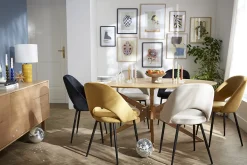 Chaises vintage en tissu velours bronze et métal noir (lot de 2) COSETTE