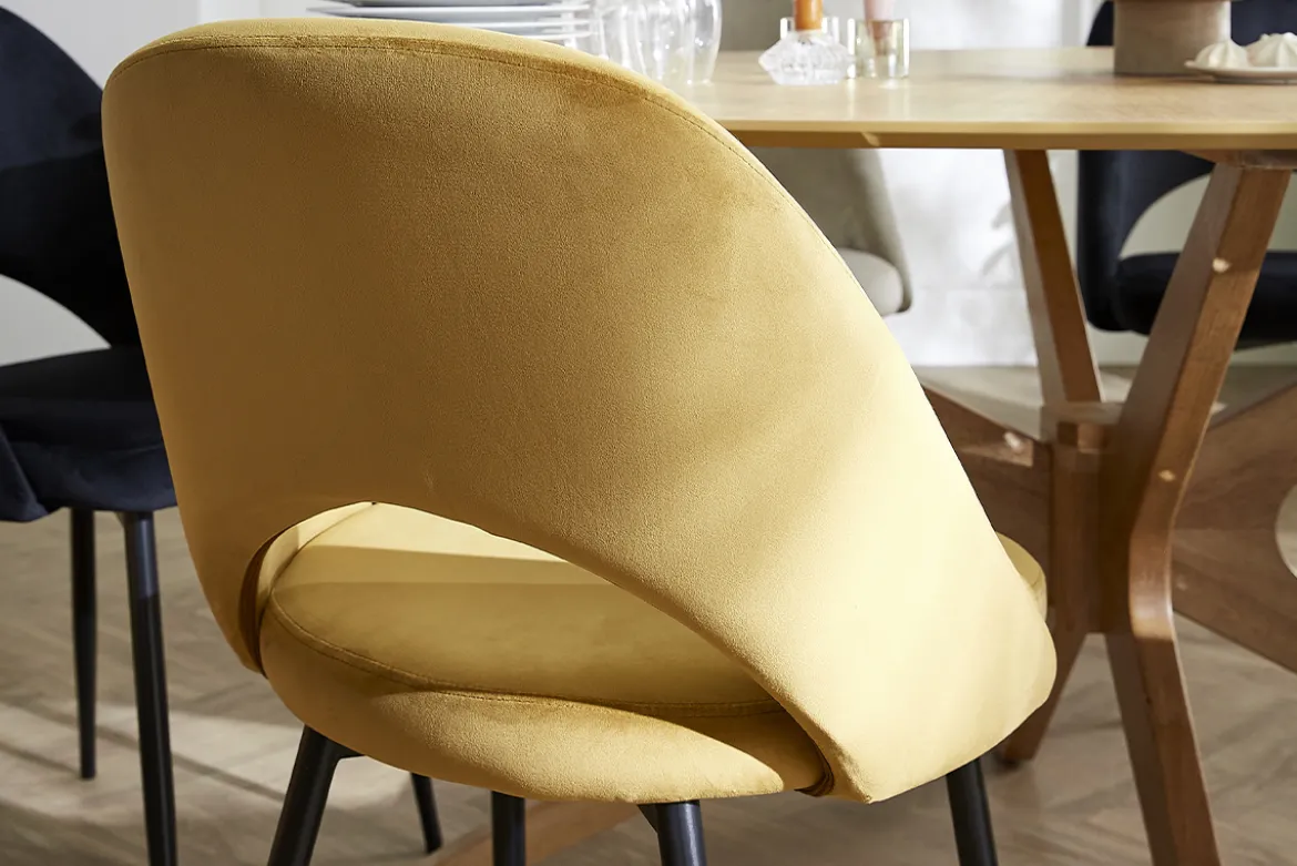 Chaises vintage en tissu velours bronze et métal noir (lot de 2) COSETTE