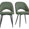 Chaises vintage en tissu velours côtelé vert kaki et métal noir (lot de 2) COSETTE