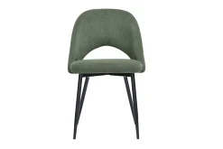 Chaises vintage en tissu velours côtelé vert kaki et métal noir (lot de 2) COSETTE