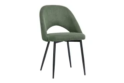 Chaises vintage en tissu velours côtelé vert kaki et métal noir (lot de 2) COSETTE