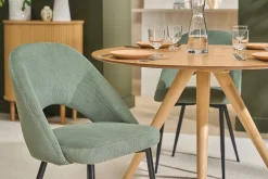 Chaises vintage en tissu velours côtelé vert kaki et métal noir (lot de 2) COSETTE
