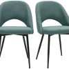 Chaises vintage en tissu vert de gris et métal noir (lot de 2) COSETTE